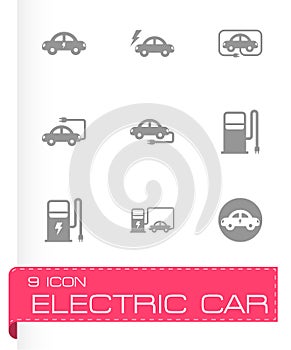 Vector black electric icon set