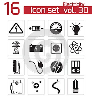 Vector black electricity icons