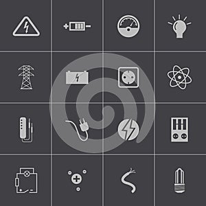 Vector black electricity icons set