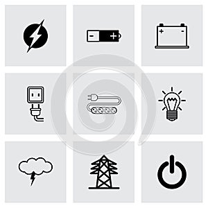Vector black electricity icons set