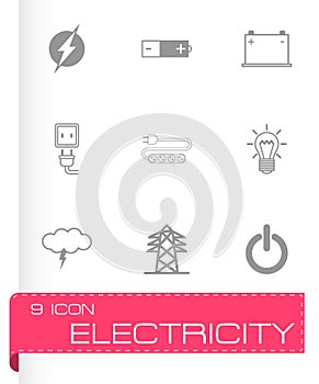 Vector black electricity icons set