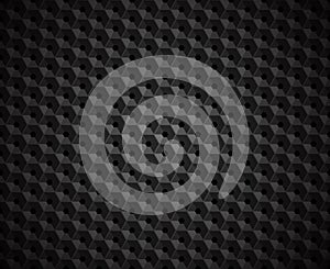 Hexagonal vector black embossed pattern. Plastic hexagon grid dark background. Hexagon cell hole geometric pattern