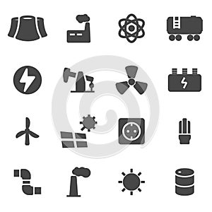 Vector black energetics icons set