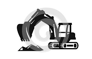 Vector black Excavator