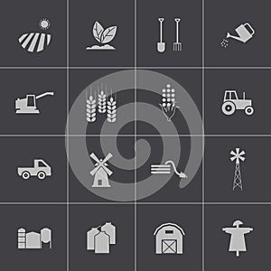 Vector black farming icons set