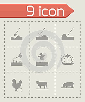 Vector black farming icons set