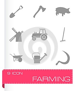 Vector black farming icons set