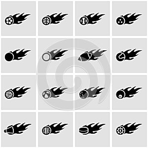 Vector black file sport balls icon set