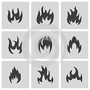 Vector black fire icons set