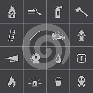 Vector black firefighter icons set photo