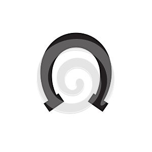 Vector black flat icon logo silhouette of horse shoe on white background