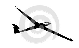 Aircraft glider black silhouette, isolated on white background photo