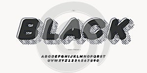 Vector black font 3d bold style modern typography
