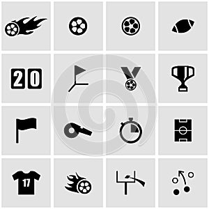 Vector black football icon set