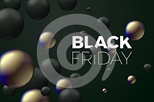 Vector black friday sale banner with black, gold
