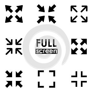 Vector black full screen icon set