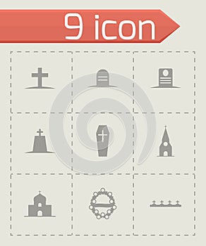 Vector black funeral icons set