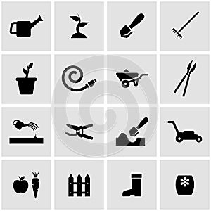 Vector black gardening icon set