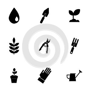 Vector black gardening icons set