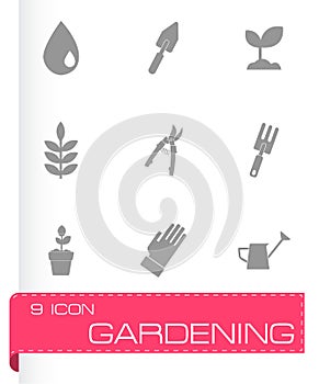 Vector black gardening icons set