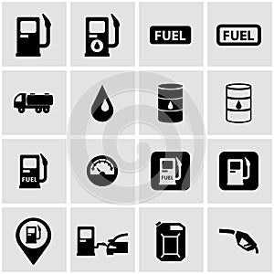 Vector black gas station icon set