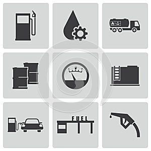 Vector black gas station icons set