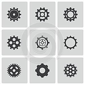 Vector black gear icons set