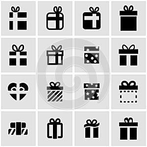Vector black gift icon set
