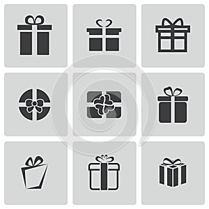 Vector black gift icons set