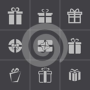 Vector black gift icons set