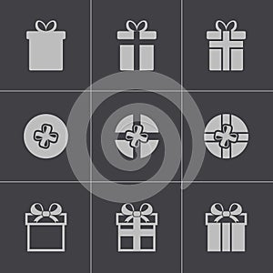 Vector black gift icons set