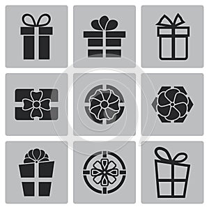 Vector black gift icons set