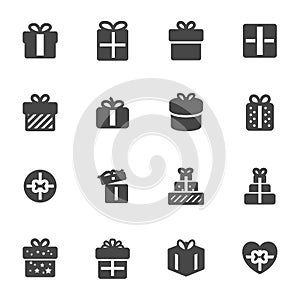 Vector black gift icons set