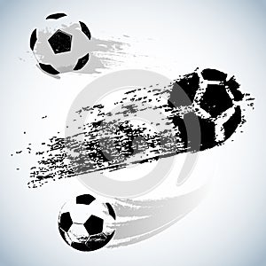 Vector black grunge soccer ball on white