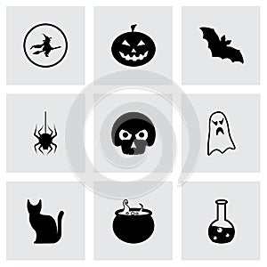 Vector black halloween icons set
