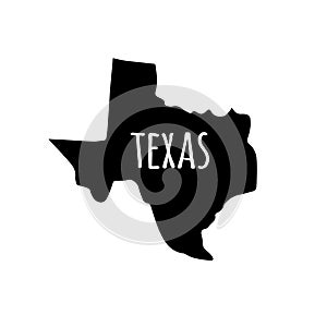 Vector black hand drawn Texas map silhouette