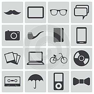 Vector black hipster icons