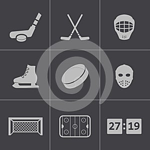 Vector black hockey icons set