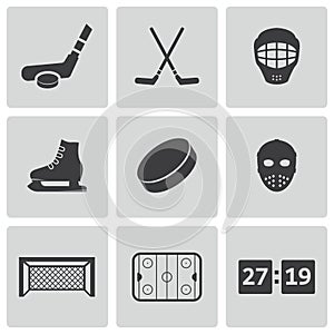 Vector black hockey icons set