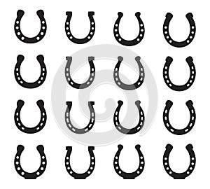 vector black horseshoes as luck symbol