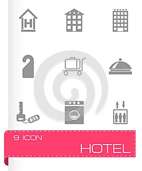 Vector black hotel icons set