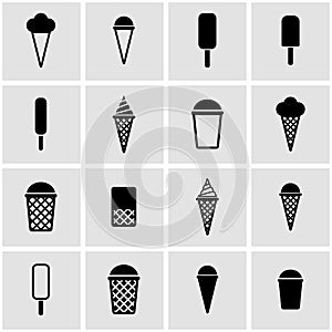 Vector black ice cream icon set