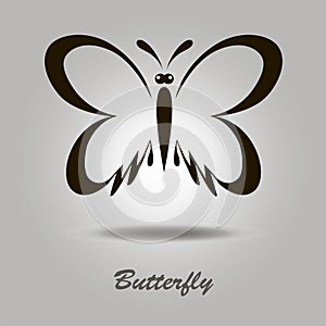 Vector black icon with butterfly