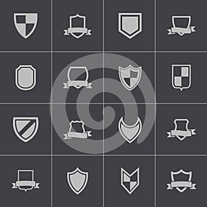 Vector black icon shield icons set