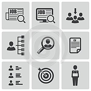 Vector black job search icons set