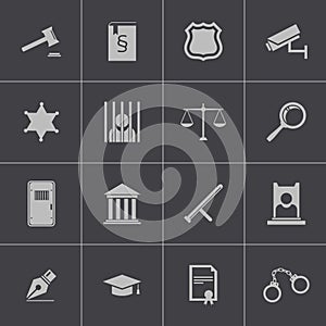 Vector black justice icons set