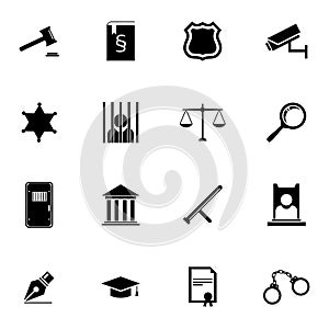 Vector black justice icons set