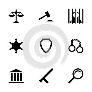 Vector black justice icons set