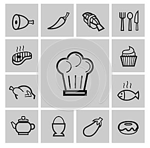 Vector black kitchen icons set