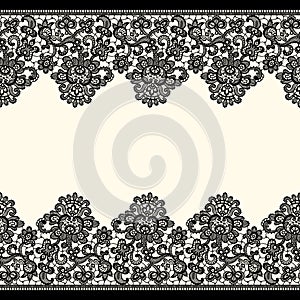 Vector Black Lace Borders. Seamless Pattern.